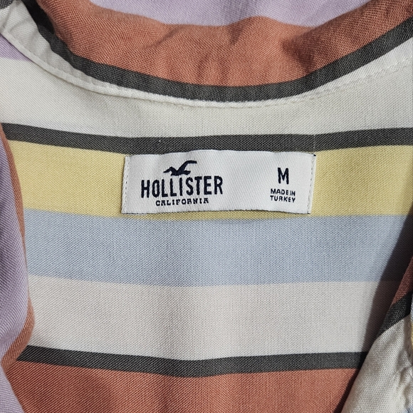 HOLLISTER Pastel Color Stripe Buttoned Crop Shirt Size Medium - Picture 6 of 7